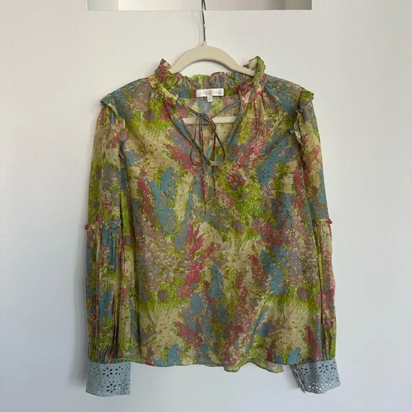 LoveShackFancy Ronalda Blouse in Pastel Fields - Picture 2 of 11